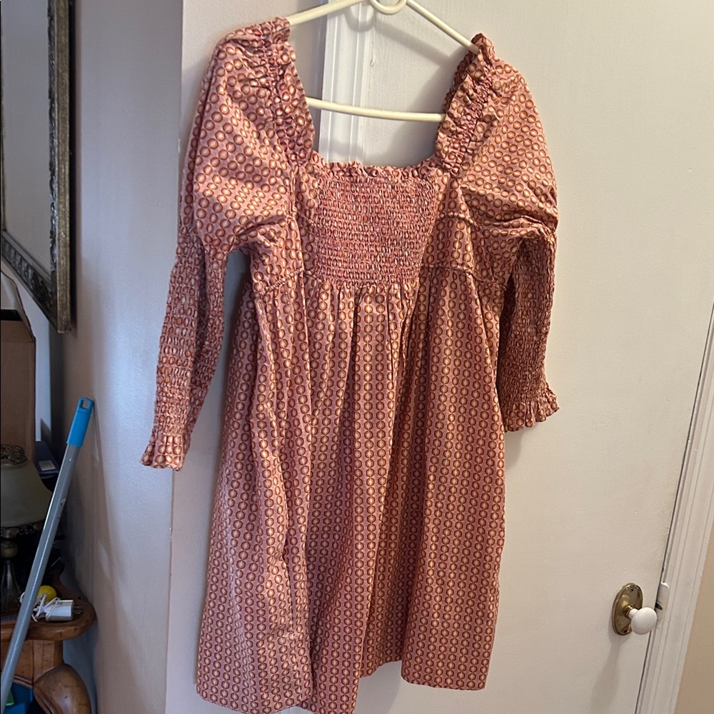 Free People new with tags Pink Patterned Smocked Long Sleeve Dress - Picture 4 of 5